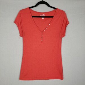 Y2K Old Navy The Perfect Henley Classic Red Short Sleeve Bella Swan Longline